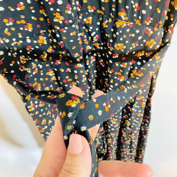 Faithfull the Brand Alena Black Floral Print Short Sleeve Culotte Jumpsuit Sz M - Picture 8 of 13